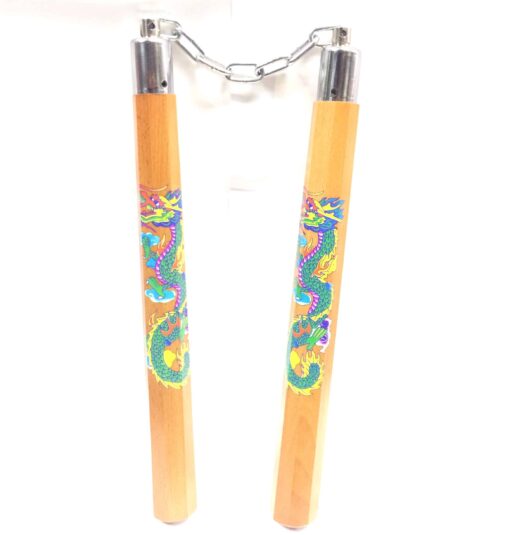 Nunchaku Chain 12inches Wood Dragon