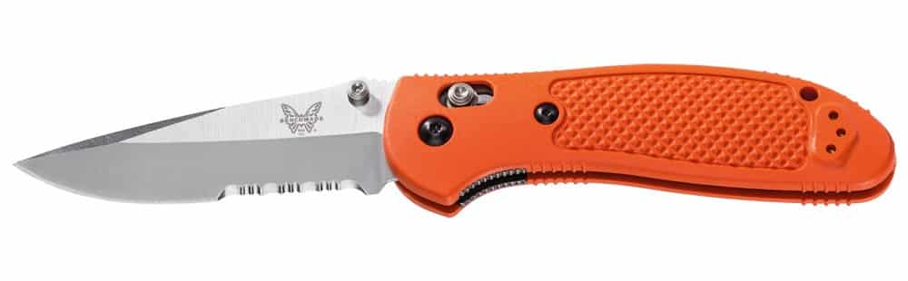 BENCHMADE 551S-ORG PARDUE DROP POINT AXS STUD SERRATED 1 551s org agency 1000x310