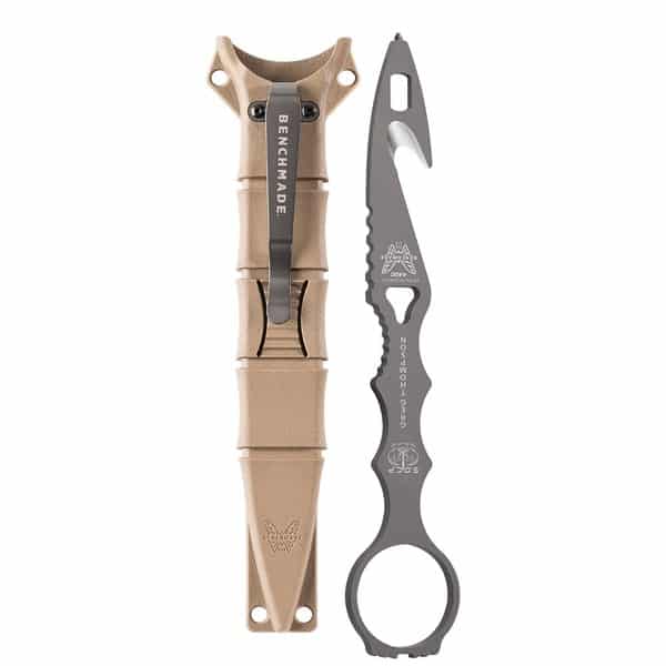 BENCHMADE 179GRYSN SOCP HOOK SILVER TAN SHEATH-FIXED KNIFE 6 BM 179GRYSN