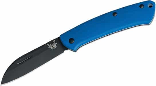 Benchmade 319DLC-1801 1 Benchmade 319DLC 1801 Limited Edition Proper Slipjoint Folding Knife 2.86 Black S30V Sheepsfoot Blade Smooth Blue G10 Handles Knife