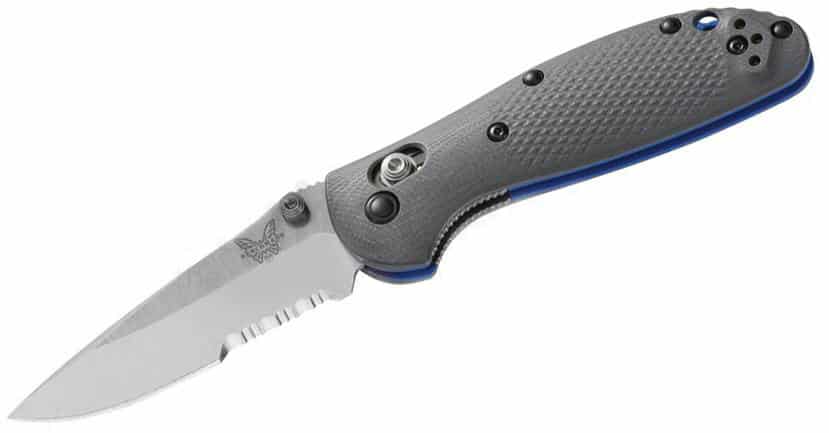 Benchmade 556S-1 Mini Griptilian 2.91″ CPM-20CV 5 Benchmade 556S 1 Mini Griptilian 2.91 CPM 20CV Satin Drop Point Combo Blade Gray G10 Handles Knife