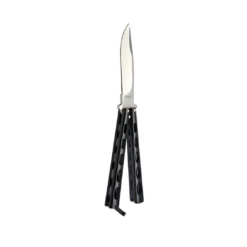 Butterfly Knife Matte Black Skeletonized Handle – 7129P