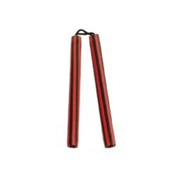 NUNCHAKU RED-BLACK STRIPE FOAM W/CORD - MA-E124