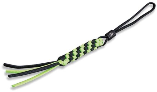 WE Knife A-01D Green/Black Tied Paracord Lanyard Black Round Ti Bead