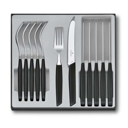 Victorinox Swiss Modern Table Set, 12 Piece W/Table Knives Black