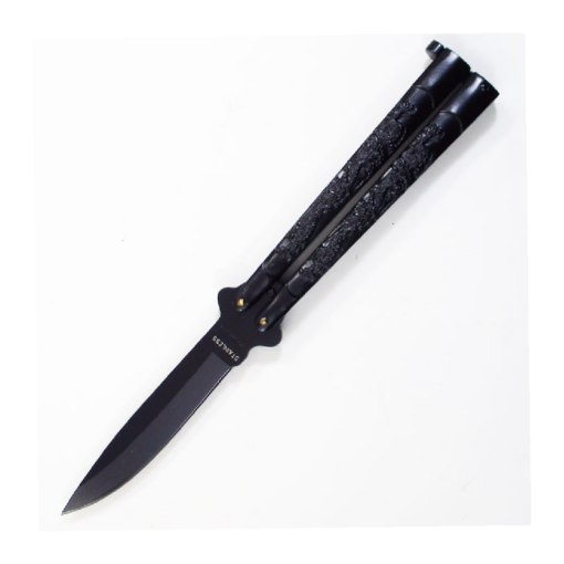 7023 BUTTERFLY KNIFE BLACK HANDLE