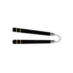 WOODEN B.B. ROUND CHAKU 12″ BLACK W/2 YELLOW STRIPES – C111