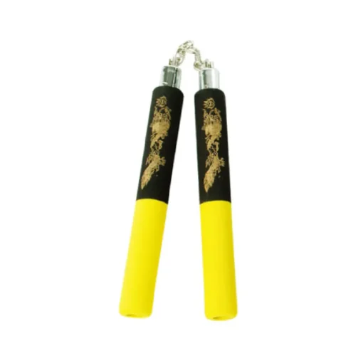 B.B Foam Chaku w/Dragon Yellow/Black 12" - E115A