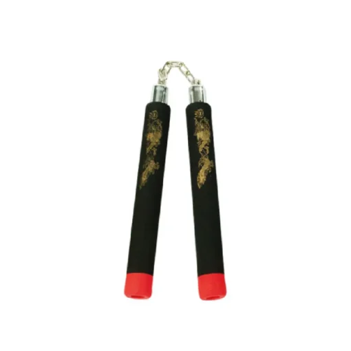 B.B Foam Chaku w/Dragon Black/Red 12" - E116