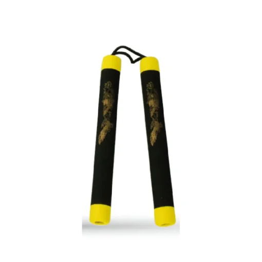 String Foam Chaku Yellow/Black w/Dragon 12" - E126