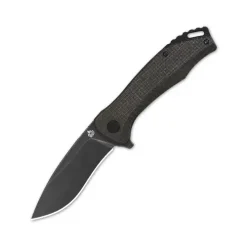 QSP RAVEN LINER LOCK D2 BLACK STONEWASHED DARK BROWN MICARTA - QS122-D2
