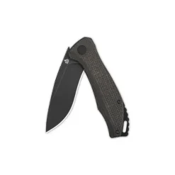 QSP RAVEN LINER LOCK D2 BLACK STONEWASHED DARK BROWN MICARTA - QS122-D2