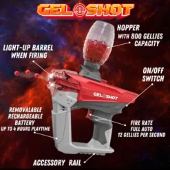 Gel Shot Blaster – Fully Automatic with 10 000 Gellies Water Beads – Red – GS-1000-RB