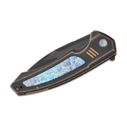 WE Hyperactive  Bronze / Black Titanium Handle With Flamed Titanium Inlay Black Stonewashed Bevels Black Brushed Flats Vanax Blade  – WE23030-4