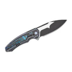 WE Hyperactive Blue / Black Titanium Handle With Arctic Storm Fat Carbon Fiber Inlay Black Stonewashed Vanax Blade, Satin Flat – WE23030-3