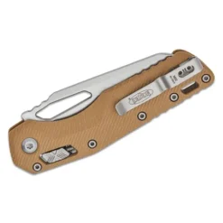 Microtech MSI® S/E Fluted G-10 Tan Stonewash Partial Serrated – 210-11FLGTTA