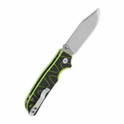 QSP Kali Button Lock, 14c28n Stonewashed, Black/neon G10 – QS159-C1