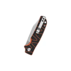 QSP Kali Button Lock, 14C28N Stonewashed, Black/orange G10 – QS159-D1