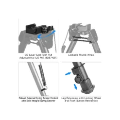 UTG OP Bipod, QD Lever Mount, Height 8.0-12.4″ – TL-BPB88Q