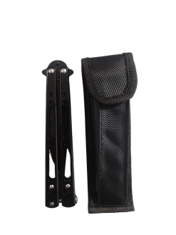FAS6-3 Butterfly Knife Black With Pouch