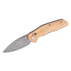 BESTECH DAMASCUS ACID ETCHED OLIVEWOOD HANDLE - BMK02M