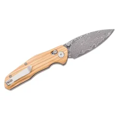 BESTECH DAMASCUS ACID ETCHED OLIVEWOOD HANDLE - BMK02M