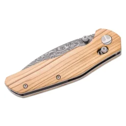 BESTECH DAMASCUS ACID ETCHED OLIVEWOOD HANDLE - BMK02M