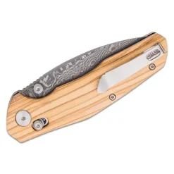 BESTECH DAMASCUS ACID ETCHED OLIVEWOOD HANDLE - BMK02M
