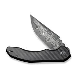 Civivi Bluetick Flipper Knife Carbon Fiber Overlay On Black G10 Handle  C23050-DS2