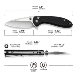 Civivi Faeger Flipper & Button Lock Knife Black C24031-1