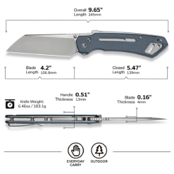 Civivi Buster FG Neutral Blue Thumb Stud & Superlock Knife G10 Handle C24052-2