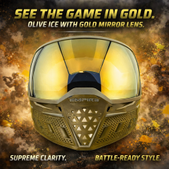 Empire EVS Goggle – Clear/Olive Ice w/ Gold Mirror Lens | Premium Paintball Vision