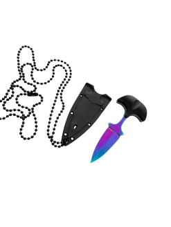 FAS7-10 SMALL PUSH DAGGER NECK KNIFE RAINBOW