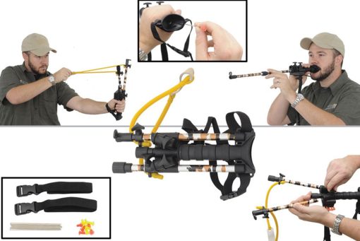 Combat Ready CBR01B Blow Dart Slingshot Combo 2 in 1 Blowgun Slingshot Kit Black