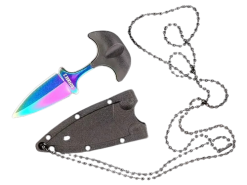 FAS7-10 SMALL PUSH DAGGER NECK KNIFE RAINBOW