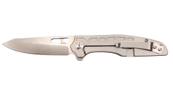 FAS7-22 POCKET KNIFE FOLDING GREY HANDLE , ROUND HOLE ON BLADE