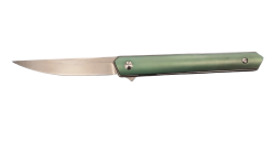 FAS7-23 POCKET KNIFE FOLDING THIN GREEN HANDLE ,SILVER SCREWS