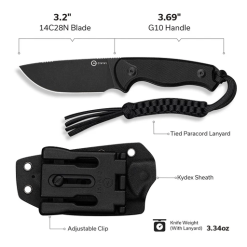 Civivi Timberbark Fixed Blade Knife C23094-1 – Black G10 Handle