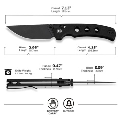 Civivi Noctis Crossbar Lock Knife C24020C-1 – Black G10 Handle