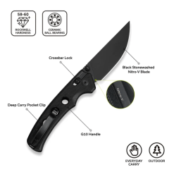 Civivi Noctis Crossbar Lock Knife C24020C-1 – Black G10 Handle