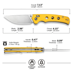 Civivi Noctis Crossbar Lock Knife C24020C-2 –Yellow G10 Handle