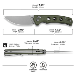 Civivi Noctis Crossbar Lock Knife C24020C-3 – Olive Canvas Micarta Handle