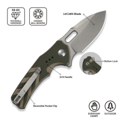 Civivi Vexron Button Lock Knife C24066-2 – Green/Tan G10 Handle