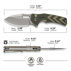Civivi Vexron Button Lock Knife C24066-2 – Green/Tan G10 Handle