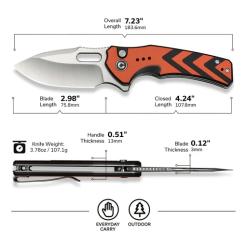 Civivi Vexron Button Lock Knife C24066-3 – Orange/Black G10 Handle