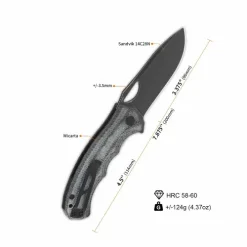 QSP Gorilla Liner lock, 14C28N black stonewashed, Denim micarta - QS153-B2