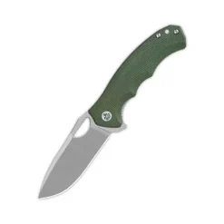 QSP Gorilla Liner lock, 14C28N stonewashed, Green micarta - QS153-C1