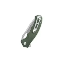 QSP Gorilla Liner lock, 14C28N stonewashed, Green micarta - QS153-C1