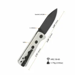 QSP Canary folder Liner lock, 14C28N black stonewashed, White G10 - QS150-G2