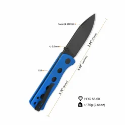 QSP Canary folder Liner lock, 14C28N black stonewashed, Blue G10 - QS150-I2
